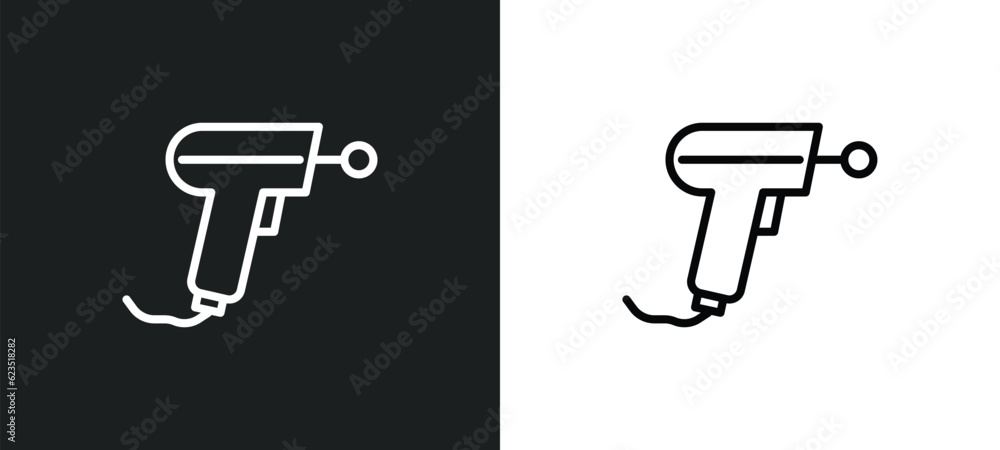 Poster barcode scanner icon isolated in white and black colors. barcode scanner outline vector icon from el