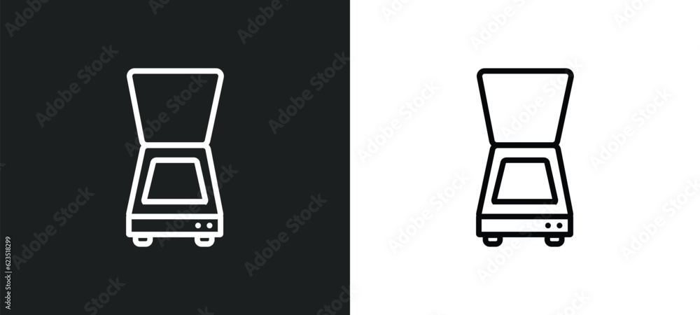 Poster scanner icon isolated in white and black colors. scanner outline vector icon from electronic devices