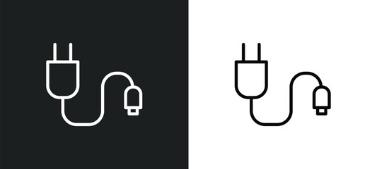 charger icon isolated in white and black colors. charger outline vector icon from electronic devices collection for web, mobile apps and ui.