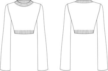 wide sleeve blouse pullover flat drawing fashion technical drawing