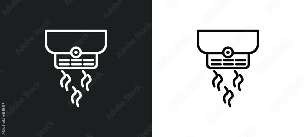 Poster smoke detector icon isolated in white and black colors. smoke detector outline vector icon from elec