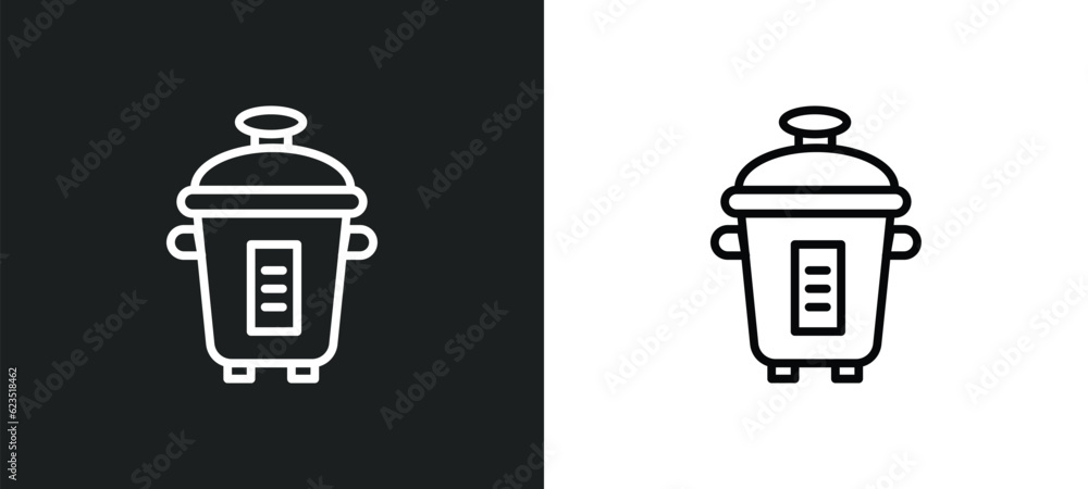 Poster rice cooker icon isolated in white and black colors. rice cooker outline vector icon from electronic