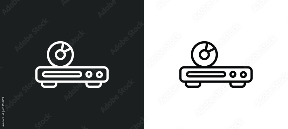 Poster dvd player icon isolated in white and black colors. dvd player outline vector icon from electronic d