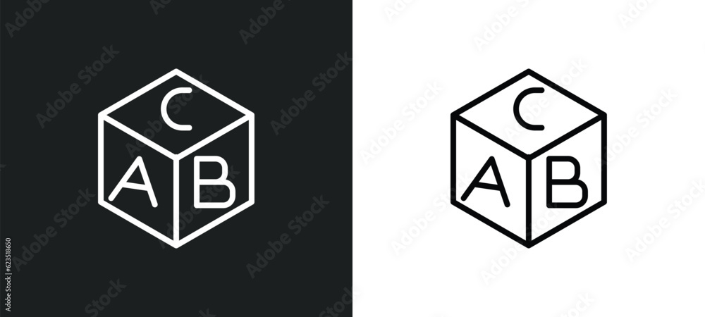 Aufkleber block with letters icon isolated in white and black colors. block with letters outline vector icon f