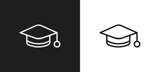 scholar icon isolated in white and black colors. scholar outline vector icon from education collection for web, mobile apps and ui. - obrazy, fototapety, plakaty
