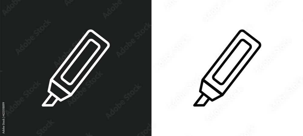 Poster highlighter icon isolated in white and black colors. highlighter outline vector icon from education 