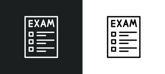 exam icon isolated in white and black colors. exam outline vector icon from education collection for web, mobile apps and ui.