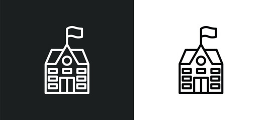 school icon isolated in white and black colors. school outline vector icon from education collection for web, mobile apps and ui.