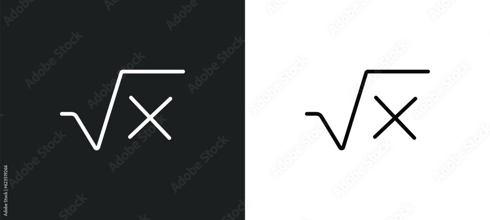 Poster square root in class icon isolated in white and black colors. square root in class outline vector ic