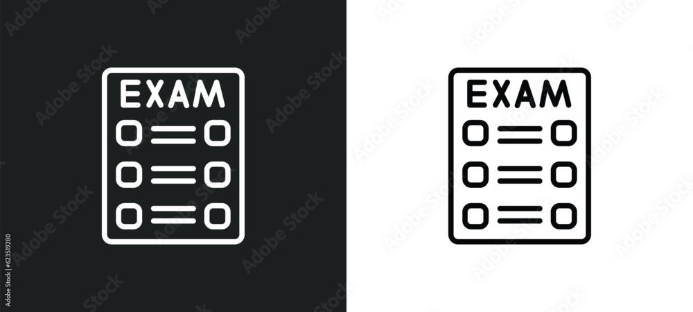 Poster final test icon isolated in white and black colors. final test outline vector icon from education co