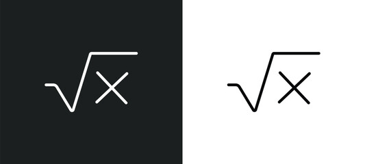square root in class icon isolated in white and black colors. square root in class outline vector icon from education collection for web, mobile apps and ui.