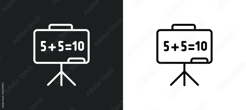 Poster math class icon isolated in white and black colors. math class outline vector icon from education co