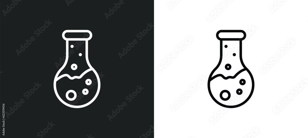 Poster florence flask icon isolated in white and black colors. florence flask outline vector icon from educ