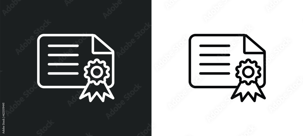Poster diploma with seal icon isolated in white and black colors. diploma with seal outline vector icon fro