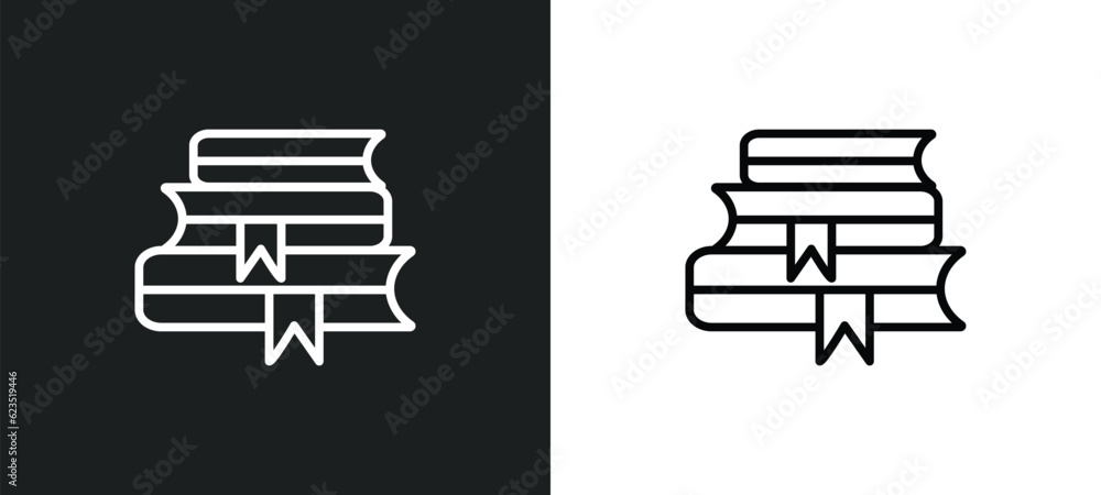 Poster stack of books icon isolated in white and black colors. stack of books outline vector icon from educ