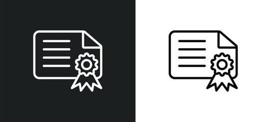 diploma with seal icon isolated in white and black colors. diploma with seal outline vector icon from education collection for web, mobile apps and ui.