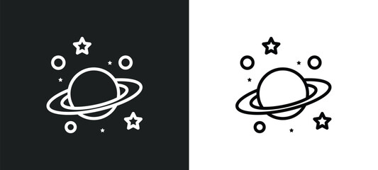 planet saturn icon isolated in white and black colors. planet saturn outline vector icon from education collection for web, mobile apps and ui. © Farahim