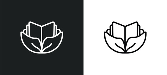 eco book icon isolated in white and black colors. eco book outline vector icon from education collection for web, mobile apps and ui.
