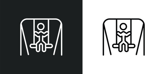 swinging icon isolated in white and black colors. swinging outline vector icon from education collection for web, mobile apps and ui.