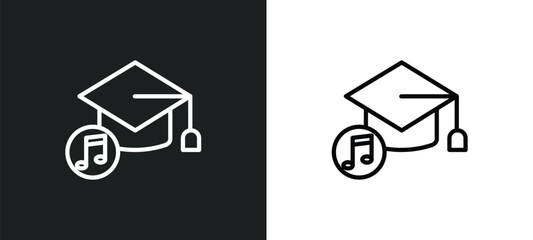 graduation's music icon isolated in white and black colors. graduation's music outline vector icon from education collection for web, mobile apps and ui.