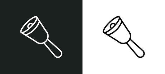 Obraz premium hand bell icon isolated in white and black colors. hand bell outline vector icon from education collection for web, mobile apps and ui.