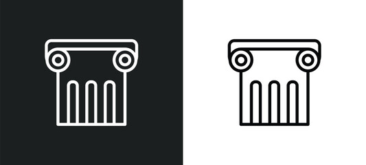 greek pillar icon isolated in white and black colors. greek pillar outline vector icon from education collection for web, mobile apps and ui.