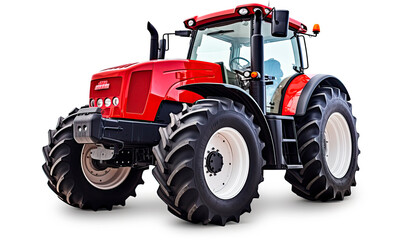 New and modern red agricultural generic tractor isolated on white background
