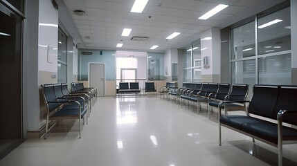 Fototapeta na wymiar Empty modern waiting room in a hospital. Generated ai.