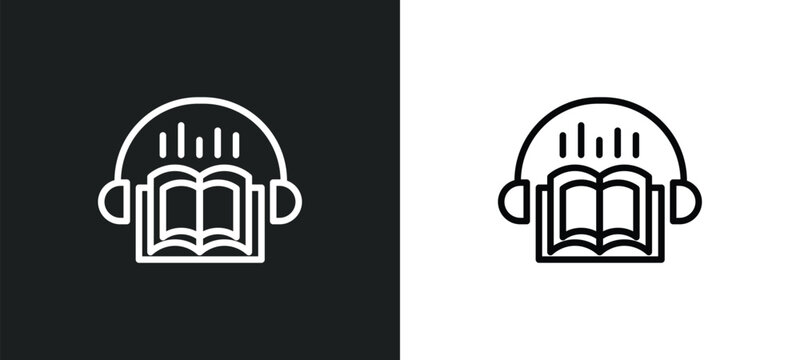 audiobook icon isolated in white and black colors. audiobook outline vector icon from education collection for web, mobile apps and ui.