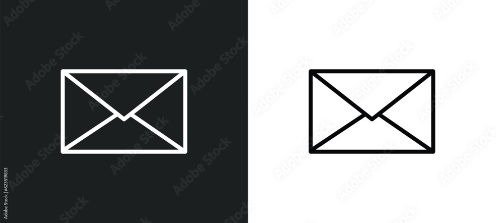 Poster closed envelope icon isolated in white and black colors. closed envelope outline vector icon from ed