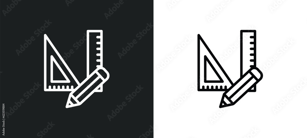Poster measuring tools icon isolated in white and black colors. measuring tools outline vector icon from ed