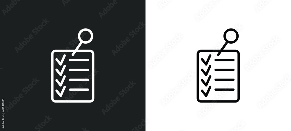 Poster check list icon isolated in white and black colors. check list outline vector icon from education co