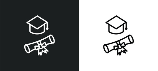 graduation pictures icon isolated in white and black colors. graduation pictures outline vector icon from education collection for web, mobile apps and ui.