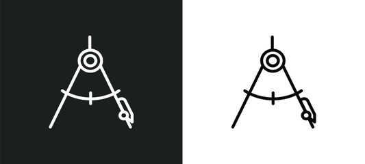 draw with compass icon isolated in white and black colors. draw with compass outline vector icon from education collection for web, mobile apps and ui.