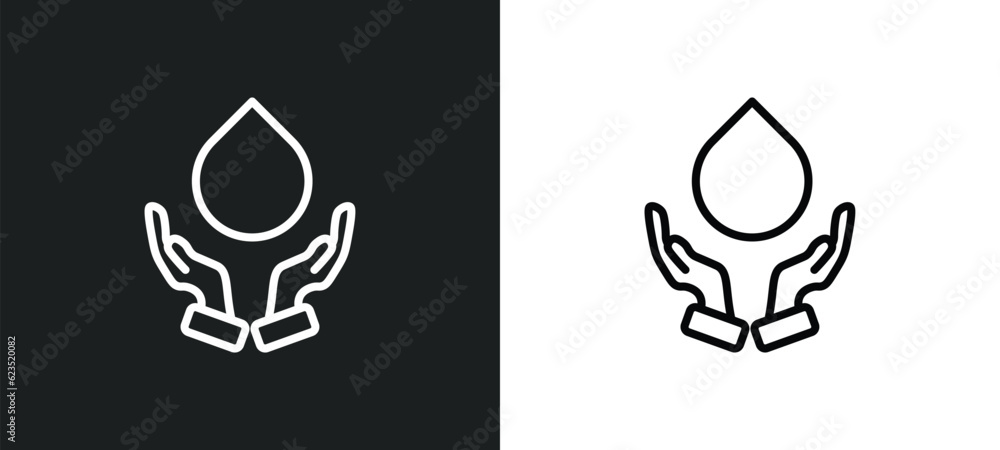 Poster save water icon isolated in white and black colors. save water outline vector icon from ecology coll