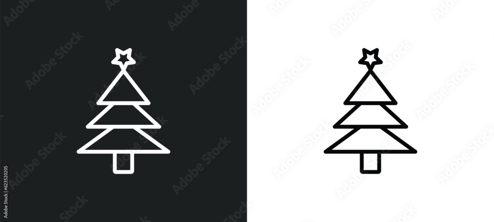 Poster christmas trees icon isolated in white and black colors. christmas trees outline vector icon from ec