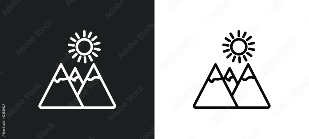 Aufkleber landscape image icon isolated in white and black colors. landscape image outline vector icon from ec