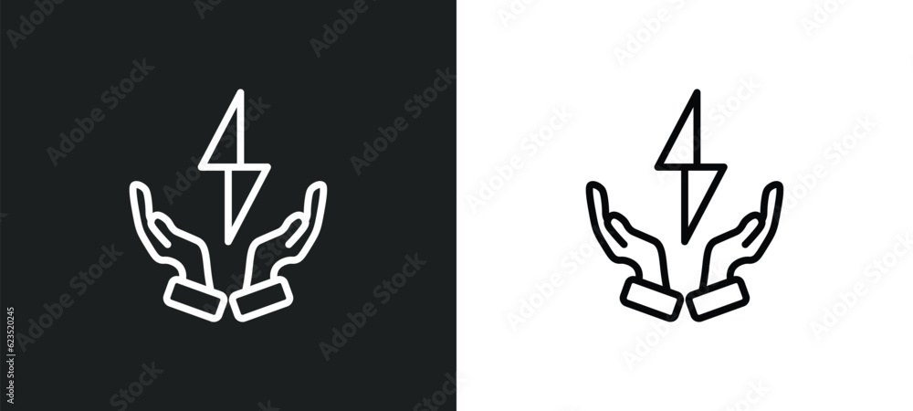 Poster green energy source icon isolated in white and black colors. green energy source outline vector icon