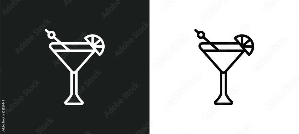 Poster martinez icon isolated in white and black colors. martinez outline vector icon from drinks collectio