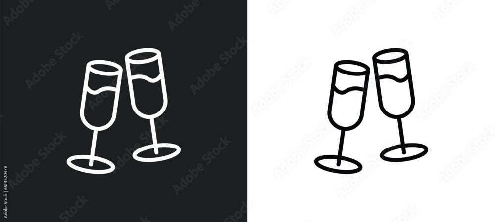 Poster wine toast icon isolated in white and black colors. wine toast outline vector icon from drinks colle
