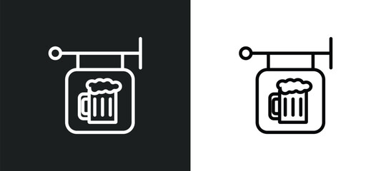 pub icon isolated in white and black colors. pub outline vector icon from drinks collection for web, mobile apps and ui.