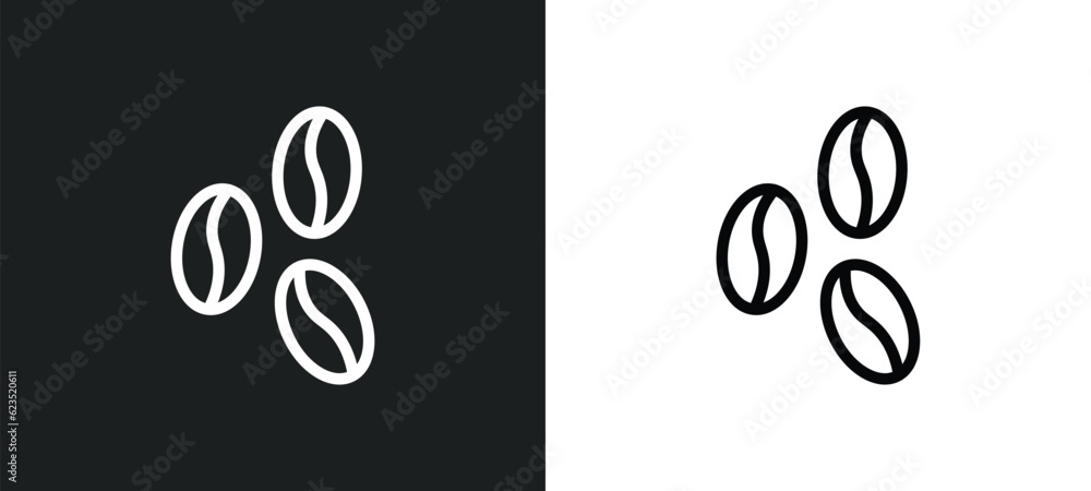 Poster coffee bean icon isolated in white and black colors. coffee bean outline vector icon from drinks col