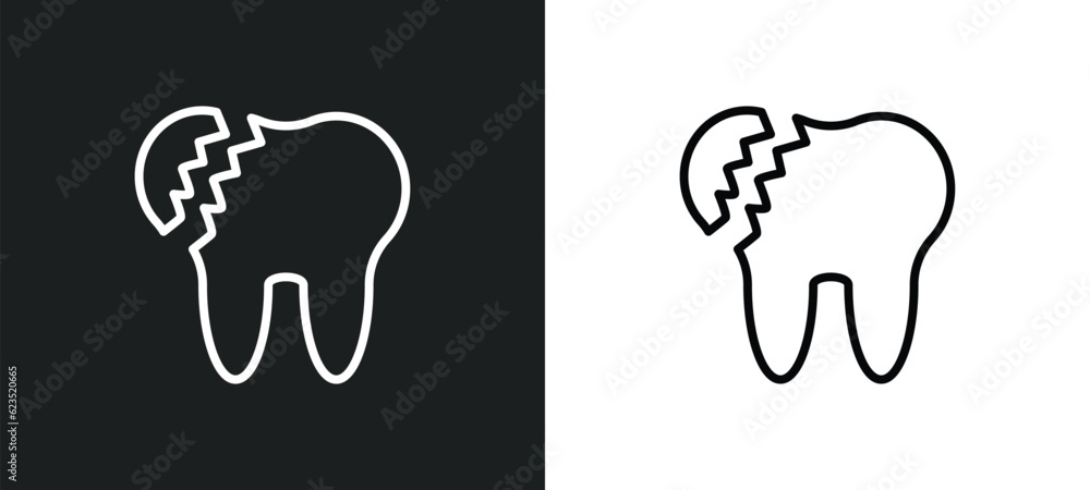 Aufkleber broken tooth icon isolated in white and black colors. broken tooth outline vector icon from dentist 