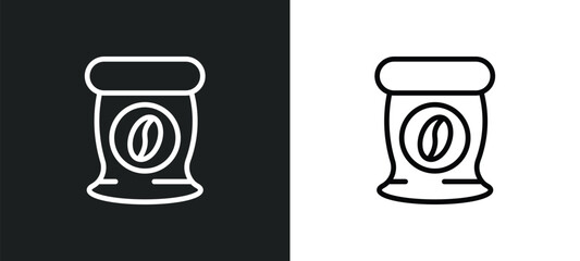 coffee bag icon isolated in white and black colors. coffee bag outline vector icon from drinks collection for web, mobile apps and ui.