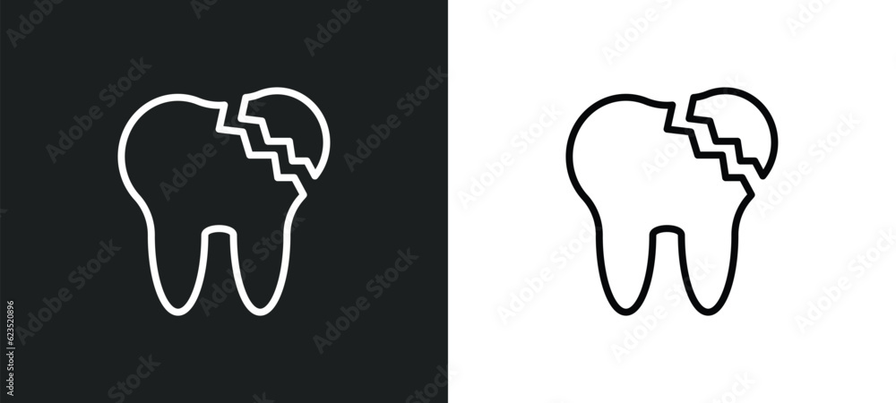 Aufkleber broken tooth icon isolated in white and black colors. broken tooth outline vector icon from dentist 
