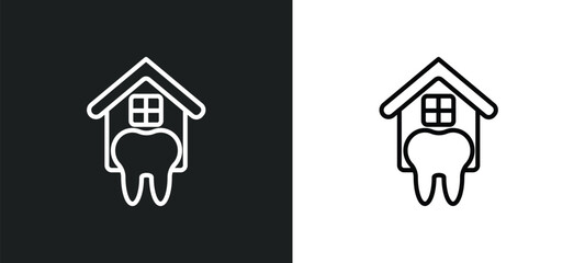 dental house icon isolated in white and black colors. dental house outline vector icon from dentist collection for web, mobile apps and ui.