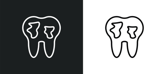 decay icon isolated in white and black colors. decay outline vector icon from dentist collection for web, mobile apps and ui.