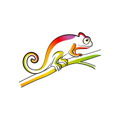 Chameleon line art logo design. Simple modern minimalist animal logo illustration vector.