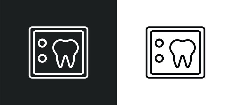 dental x ray icon isolated in white and black colors. dental x ray outline vector icon from dentist collection for web, mobile apps and ui.