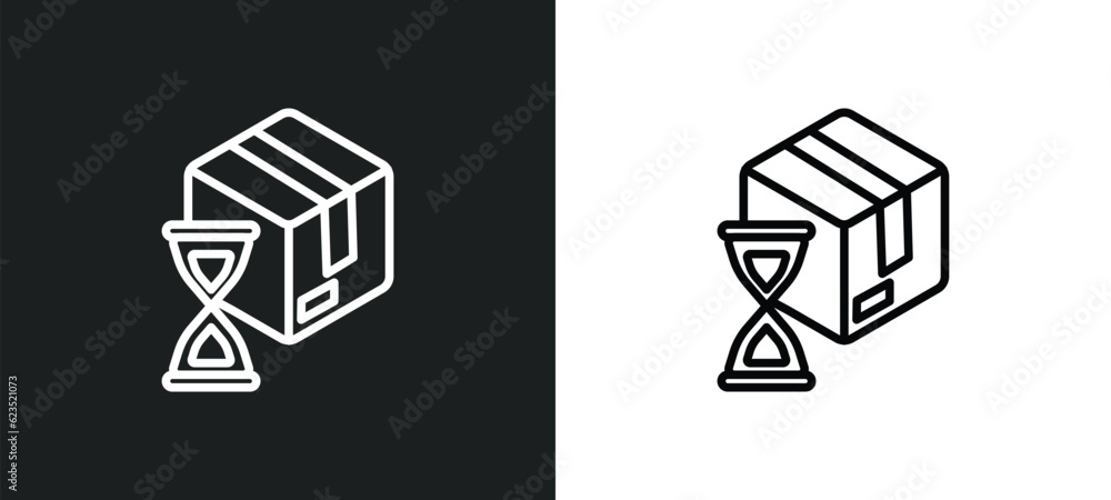 Poster wait time icon isolated in white and black colors. wait time outline vector icon from packing and de